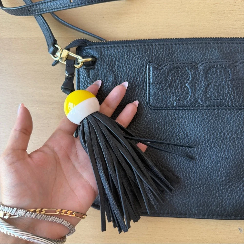 Tory Burch Black Leather Crossbody with Tassel